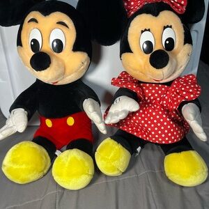 Vintage 1980s Disneyland Disney World Mickey Minnie Mouse Plush Lot 17”